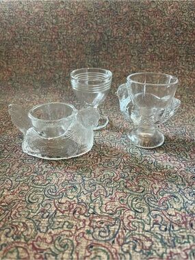 Lot of 3 Clear Glass Egg Cups